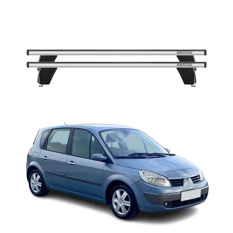 Menabo Barres de toit Transversales pour Renault Scenic II 2003-2008 Alu Gris