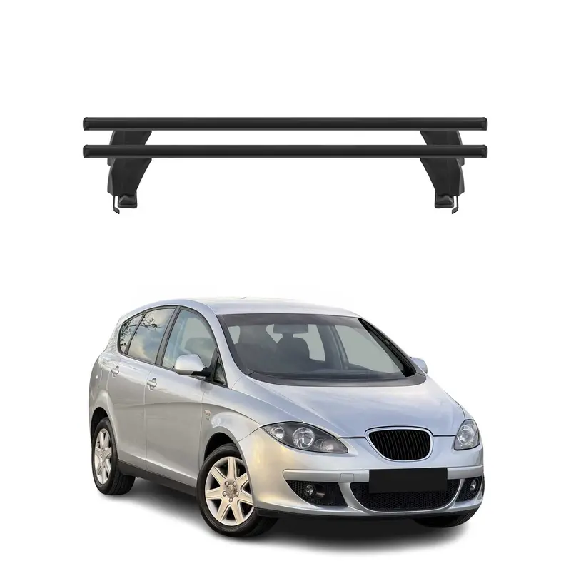 Menabo Barres de toit Transversales pour Seat Altea 2004-2009 Alu Noir ABE 2x