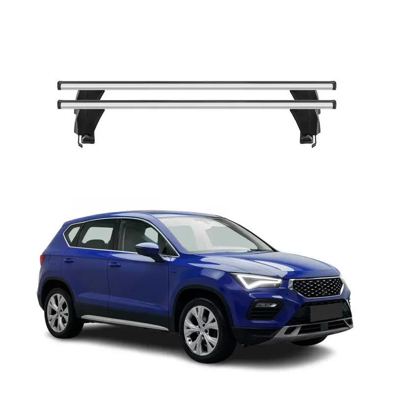 Menabo Barres de toit Transversales pour Seat Ateca 2016-2020 Alu Noir ABE 2x