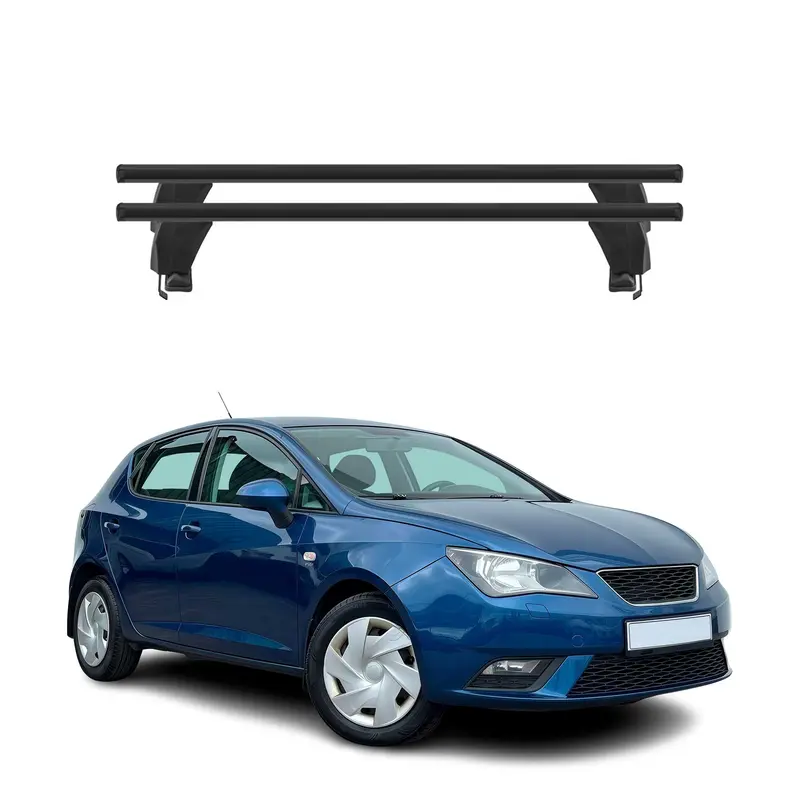 Menabo Barres de toit Transversales pour Seat Ibiza IV 2008-2017 Noir ABE 2x