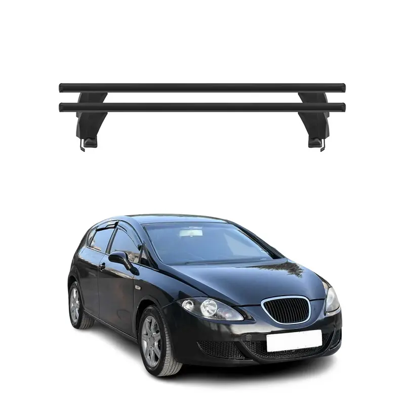 Menabo Barres de toit Transversales pour Seat Leon II 2005-2009 Noir ABE 2x