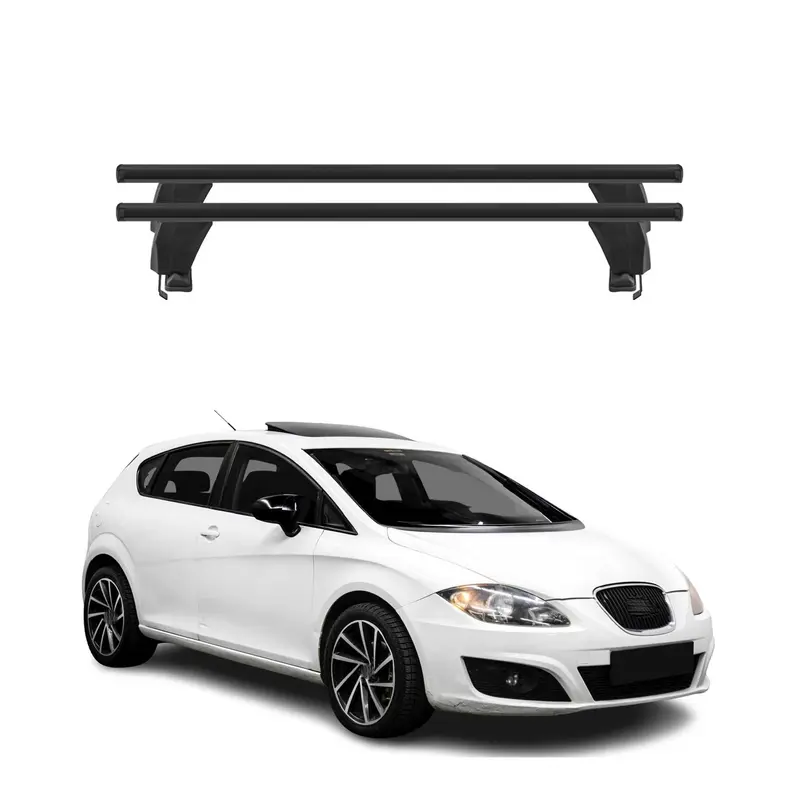 Menabo Barres de toit Transversales pour Seat Leon II 2009-2013 Noir ABE 2x