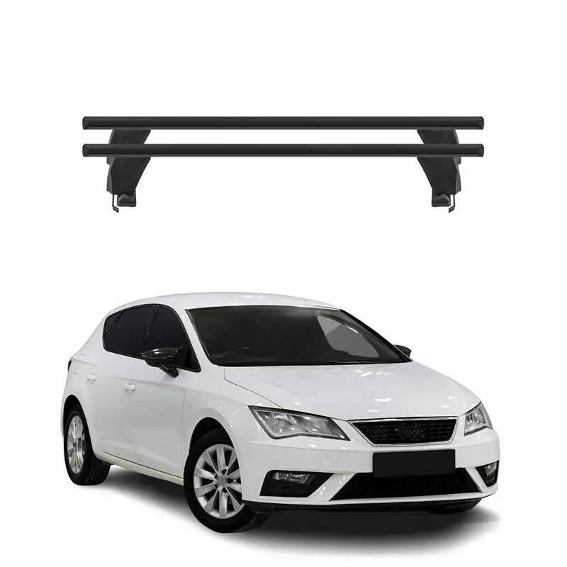 Menabo Barres de toit Transversales pour Seat Leon III 2012-2020 Noir ABE 2x