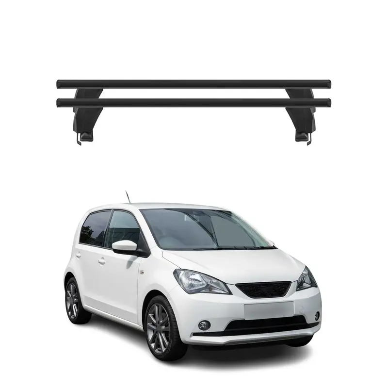 Menabo Barres de toit Transversales pour Seat Mii 2012-2021 Alu Noir ABE 2x