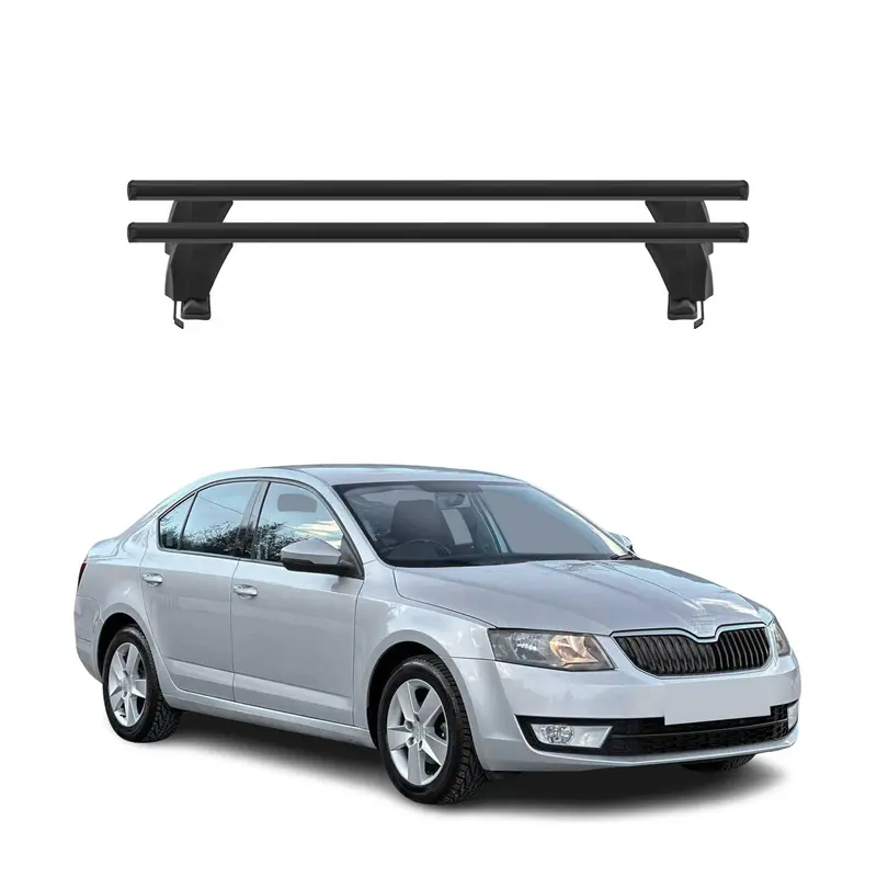 Menabo Barres de toit Transversales pour Skoda Octavia III 2013-2016 Alu Noir