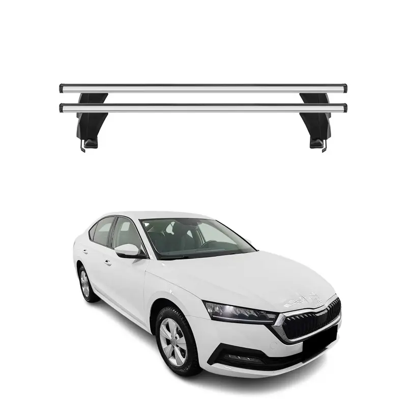 Menabo Barres de toit Transversales pour Skoda Octavia IV 2020-2026 Alu Gris ABE