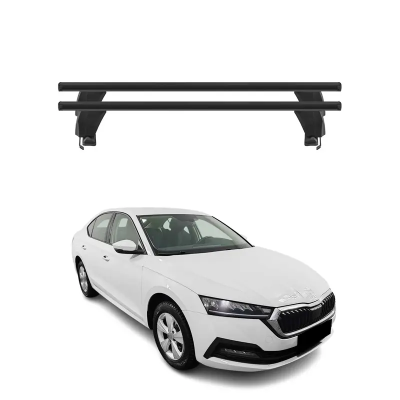 Menabo Barres de toit Transversales pour Skoda Octavia IV 2020-2026 Alu Noir ABE
