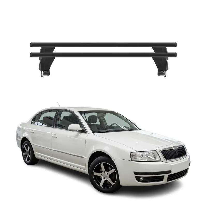 Menabo Barres de toit Transversales pour Skoda Superb 2001-2008 Noir ABE 2x
