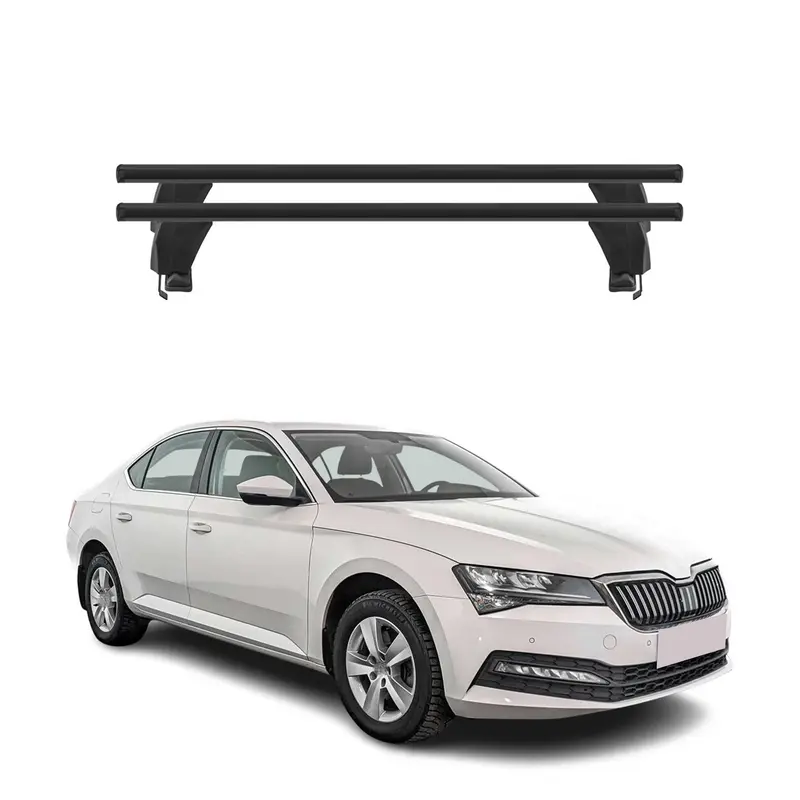Menabo Barres de toit Transversales pour Skoda Superb 2015-2019 Noir ABE 2x