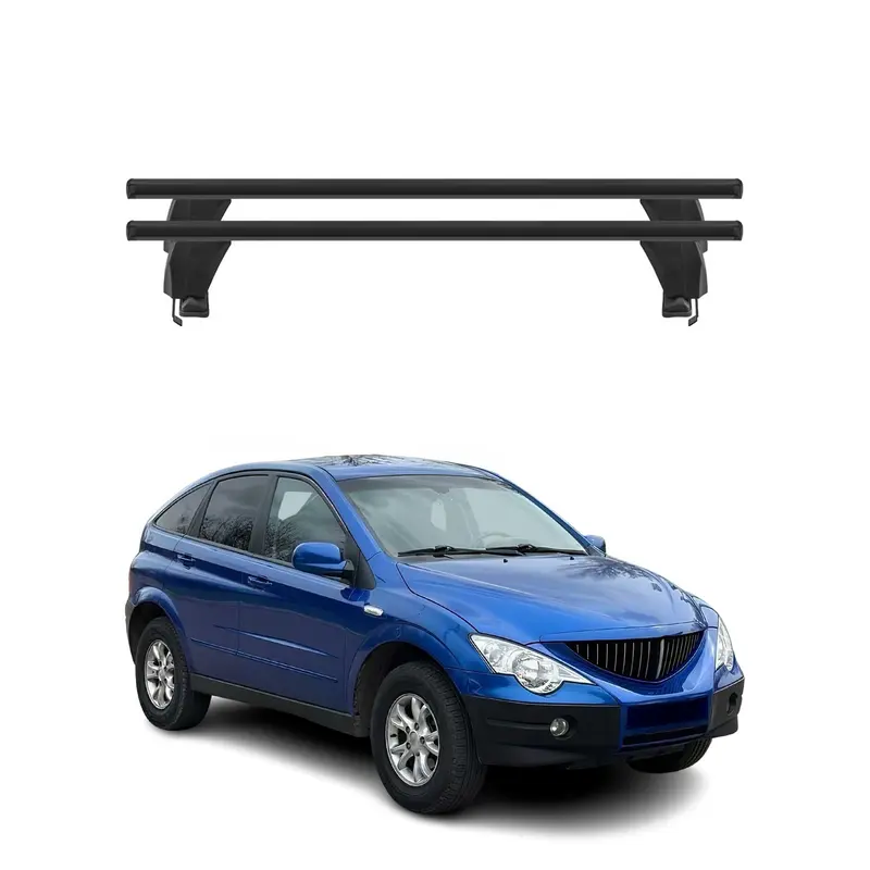 Menabo Barres de toit Transversales pour Ssangyong Actyon 2005-2010 Alu Noir ABE