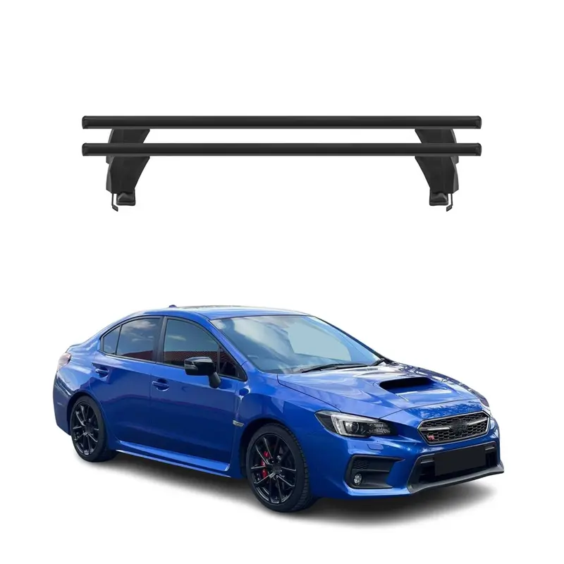 Menabo Barres de toit Transversales pour Subaru WRX STI 2017-2021 Alu Noir ABE