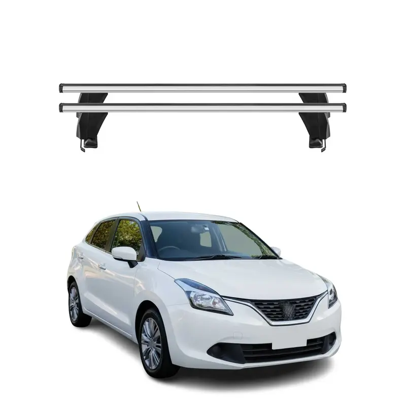 Menabo Barres de toit Transversales pour Suzuki Baleno 2015-2019 Gris ABE 2x