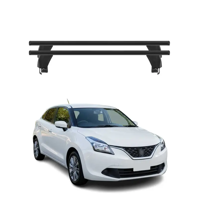 Menabo Barres de toit Transversales pour Suzuki Baleno 2015-2019 Noir ABE 2x