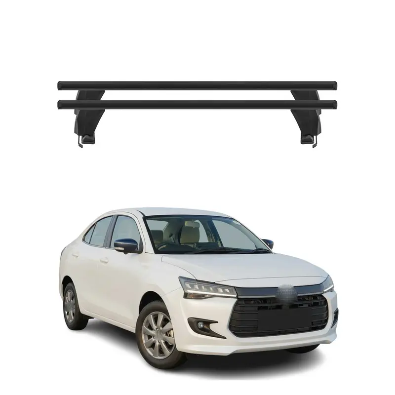 Menabo Barres de toit Transversales pour Suzuki Dzire III 2017-2021 Alu Noir ABE