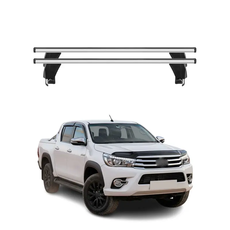 Menabo Barres de toit Transversales pour Toyota Hilux VII 2011-2015 Gris ABE 2x