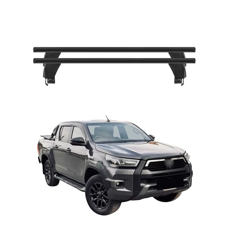 Menabo Barres de toit Transversales pour Toyota Hilux VIII 2015-2026 Noir ABE 2x