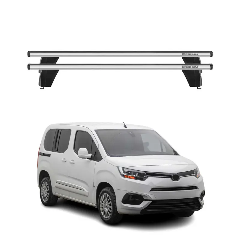 Menabo Barres de toit Transversales pour Toyota Proace City 2019-2026 Alu Gris