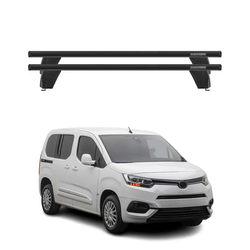 Menabo Barres de toit Transversales pour Toyota Proace City 2019-2026 Alu Noir