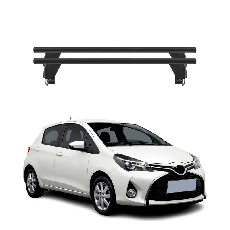 Menabo Barres de toit Transversales pour Toyota Yaris 2011-2020 Noir ABE 2x