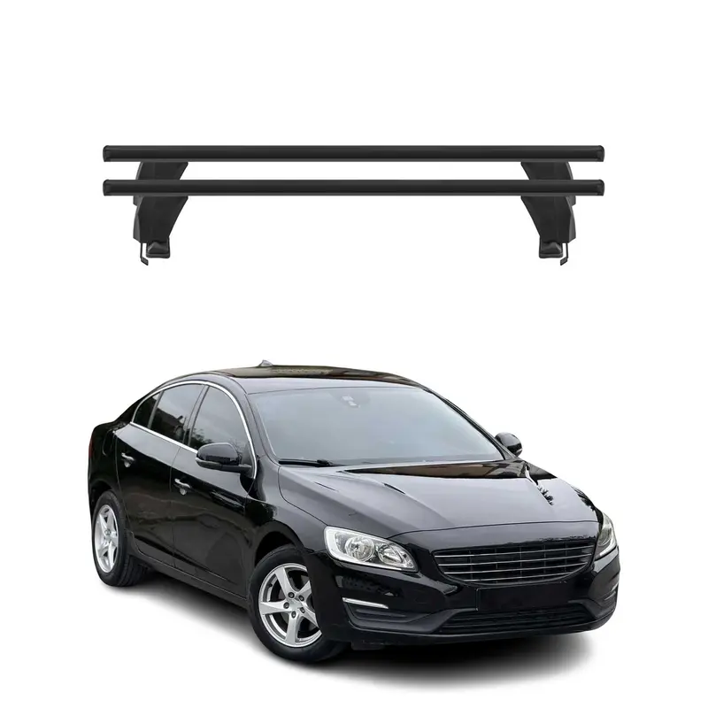 Menabo Barres de toit Transversales pour Volvo S60 2010-2018 Alu Noir ABE 2x