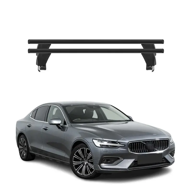 Menabo Barres de toit Transversales pour Volvo S60 II 2019-2024 Alu Noir ABE 2x