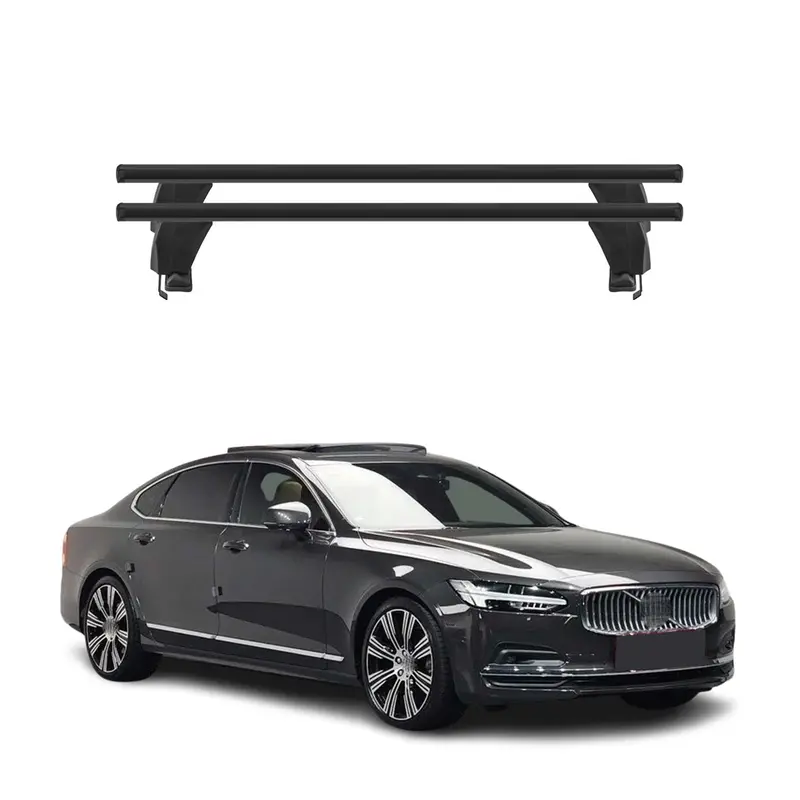 Menabo Barres de toit Transversales pour Volvo S90 2017-2025 Alu Noir ABE 2x