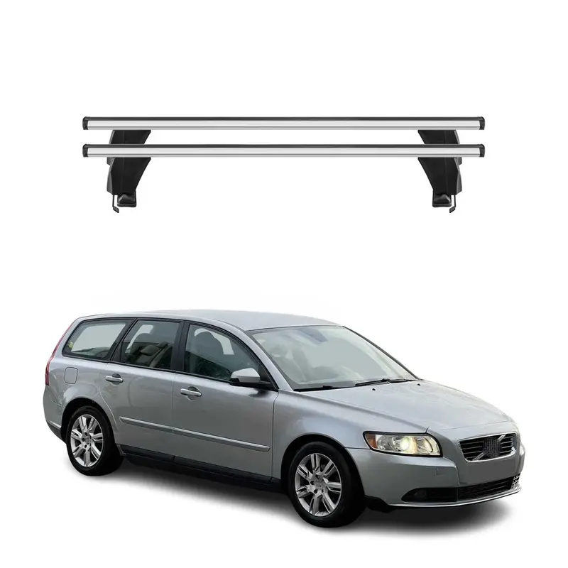 Menabo Barres de toit Transversales pour Volvo V50 2008-2012 Alu Gris ABE 2x