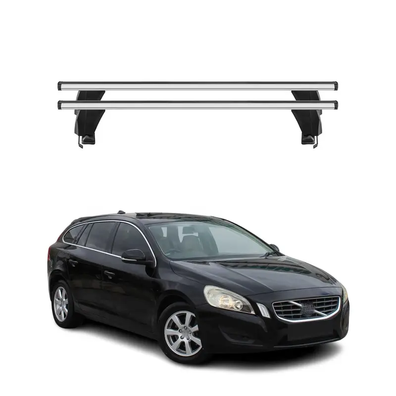 Menabo Barres de toit Transversales pour Volvo V60 2010-2013 Alu Gris ABE 2x