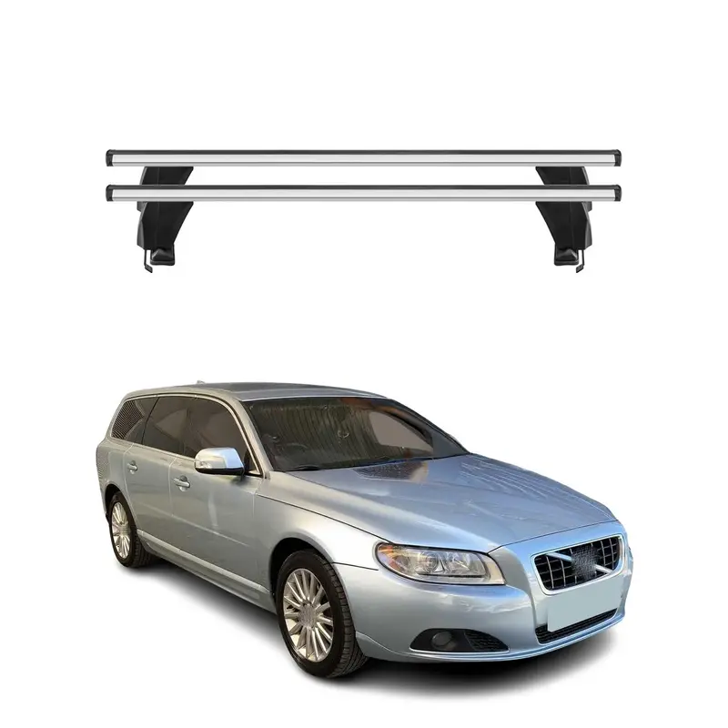 Menabo Barres de toit Transversales pour Volvo V70 2007-2016 Alu Gris ABE 2x