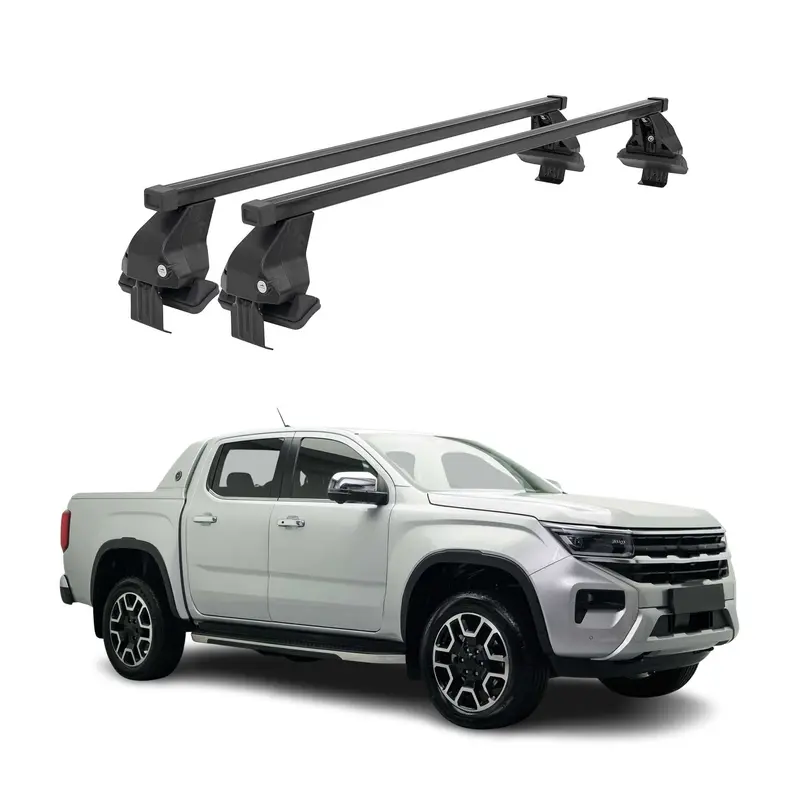Menabo Barres de toit transversales pour VW Amarok II 2023-2026 Acier Noir 2x