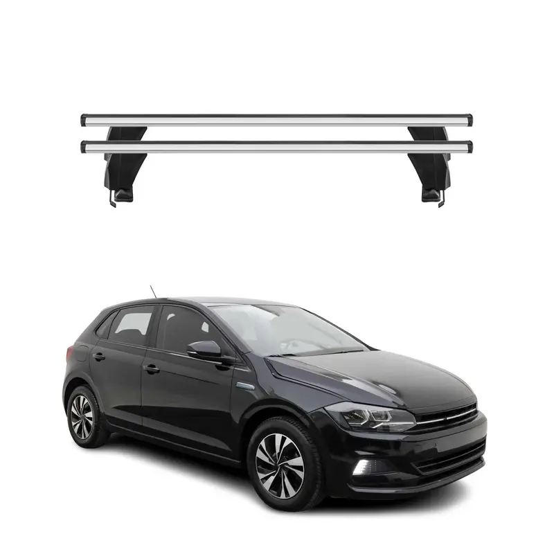 Menabo Barres de toit Transversales pour VW Polo VI 2017-2021 Alu Gris ABE 2x