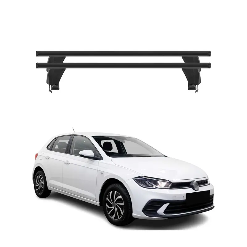 Menabo Barres de toit Transversales pour VW Polo VI 2021-2026 Alu Noir ABE 2x