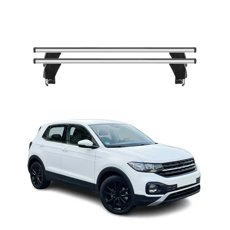 Menabo Barres de toit transversales pour VW T-Cross 2019-2026 Alu Gris 2x
