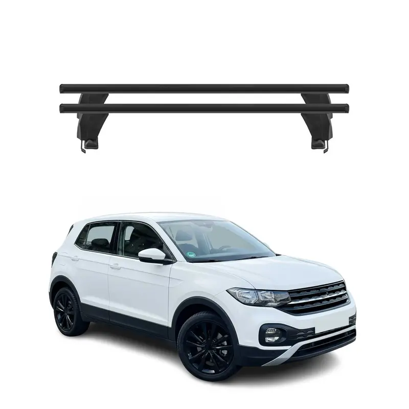 Menabo Barres de toit transversales pour VW T-Cross 2019-2026 Alu Noir 2x