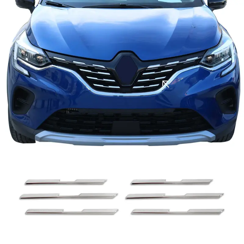 Moulure de calandre avant pour Renault Captur 2019-2026 6Pcs en Acier Silver