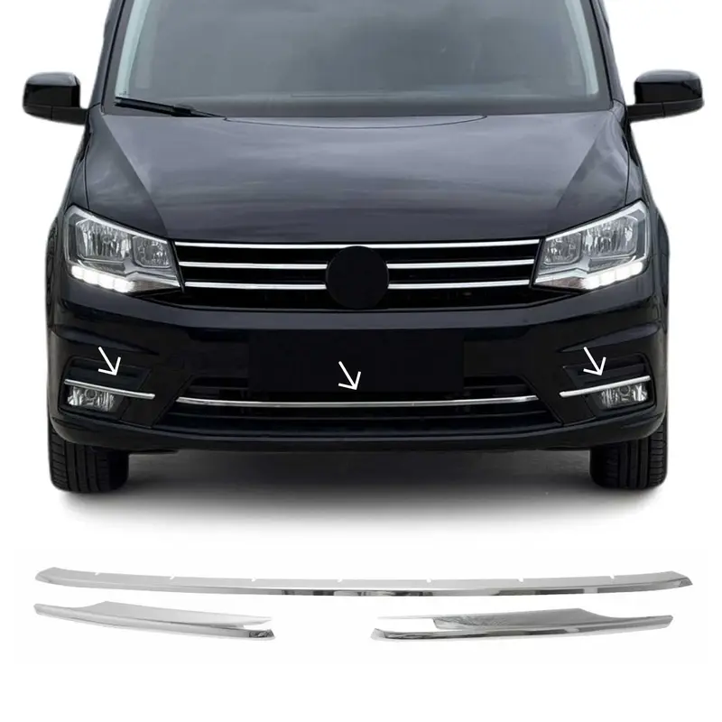 Moulure de Grille de Calandre pour VW Caddy 2015-2021 Chromé 3Pcs