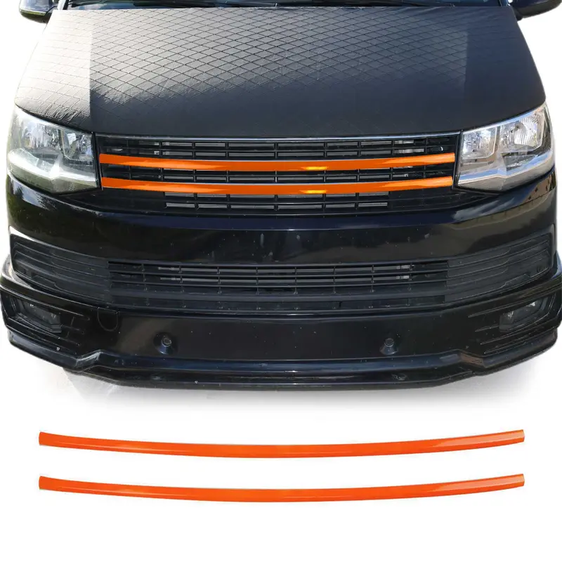 Moulure Grille de Calandre pour VW T6 Transporter 2015-2019 Orange Acier 2Pcs
