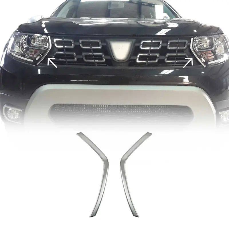 Moulures de Grille de Calandre - pour Dacia Duster 2018-2021 inoxy chromé brossé