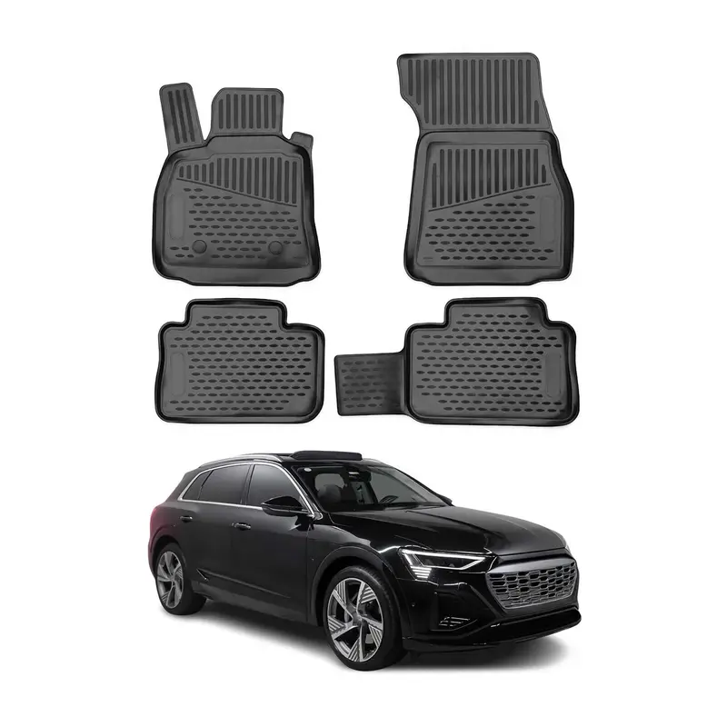 OMAC 3D Tapis de sol pour Audi Q8 e-Tron 2018-2026 caoutchouc TPE Noir 4Pcs