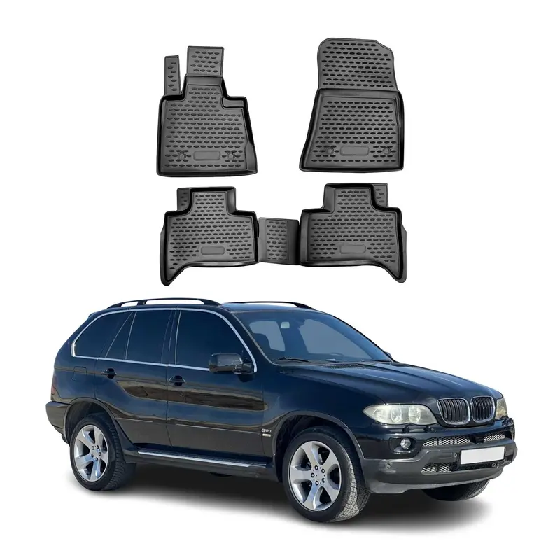 OMAC 3D Tapis de sol pour BMW X5 E53 1999-2006 en caoutchouc Noir