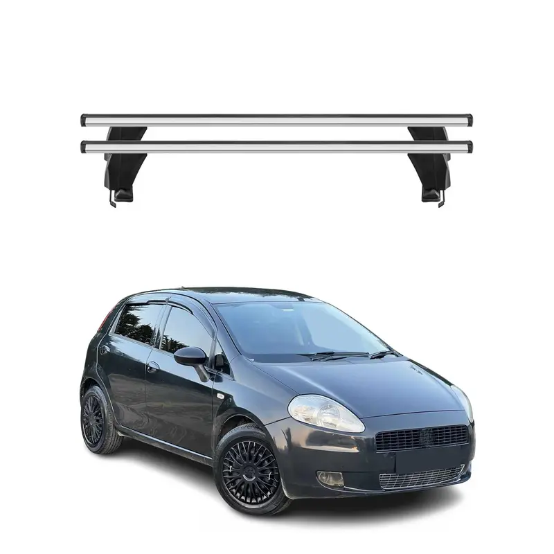 OMAC Barres de toit en aluminium pour Fiat Grande Punto 2005-2012 5Portes Argent