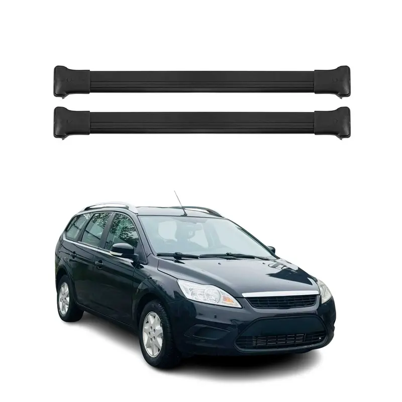 OMAC Barres de toit en aluminium pour Ford Focus II Break 2005-2010 Noir 2Pcs