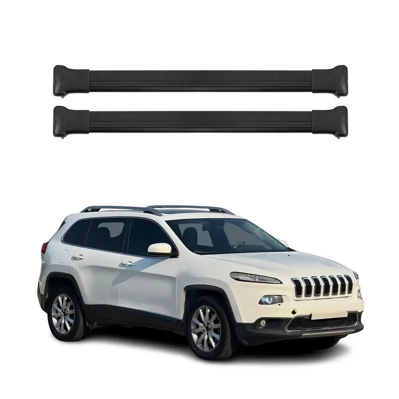 OMAC Barres de toit en aluminium pour Jeep Cherokee KL 2014-2023 Noir 2Pcs