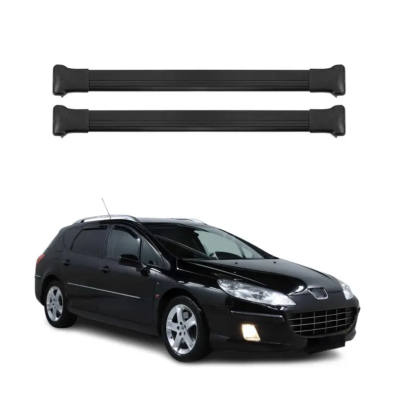 OMAC Barres de toit en aluminium pour Peugeot 407 Break 2004-2011 Noir 2Pcs