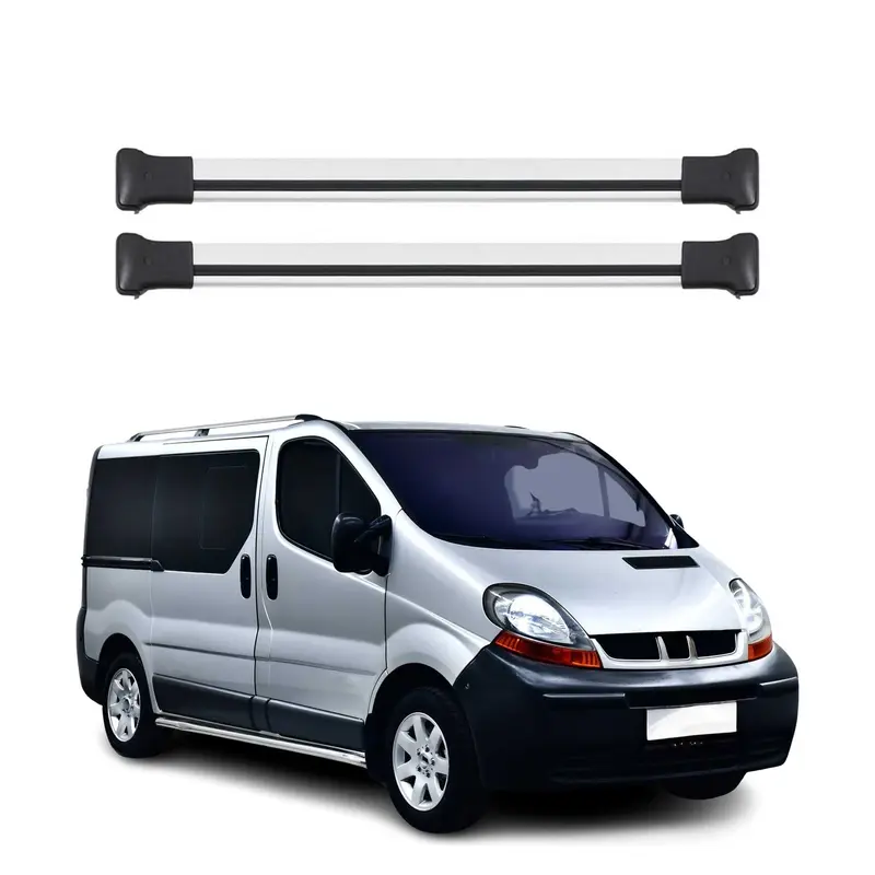 OMAC Barres de toit en aluminium pour Renault Trafic II 2001-2014 Gris 2Pcs