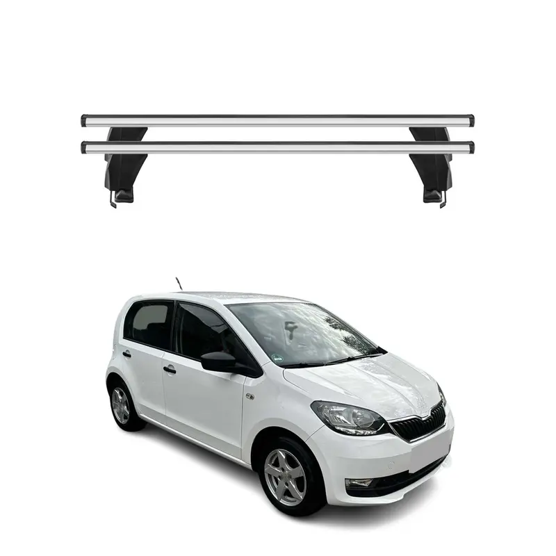 OMAC Barres de toit en aluminium pour Skoda Citigo 2011-2020 5 Portes Argent 2x