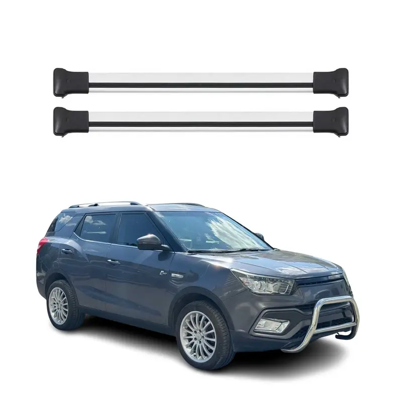 OMAC Barres de toit en aluminium pour Ssangyong XLV 2016-2021 Argent 2Pcs