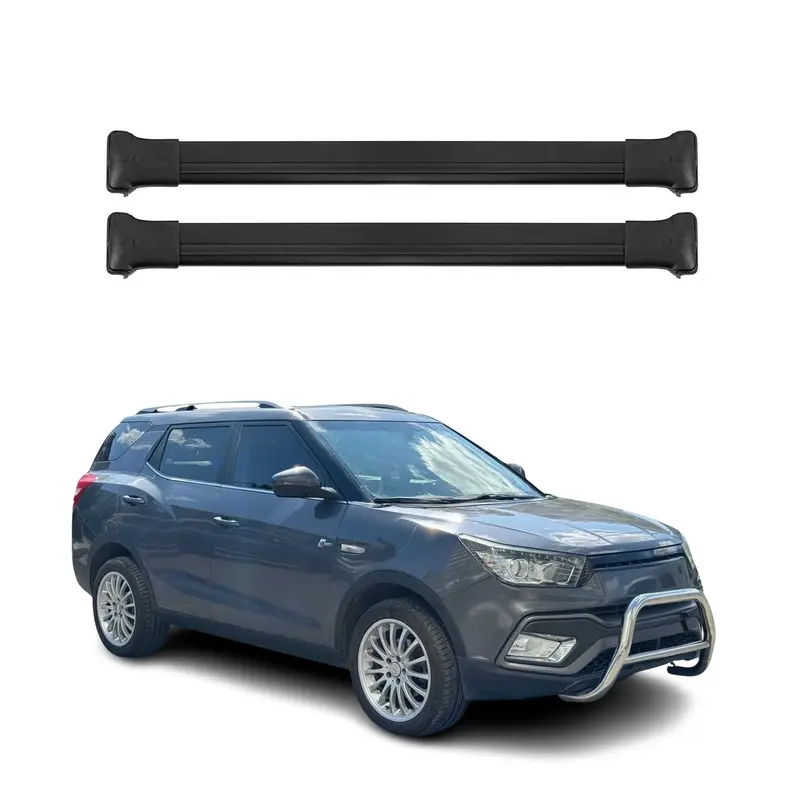 OMAC Barres de toit en aluminium pour Ssangyong XLV 2016-2021 Noir 2Pcs