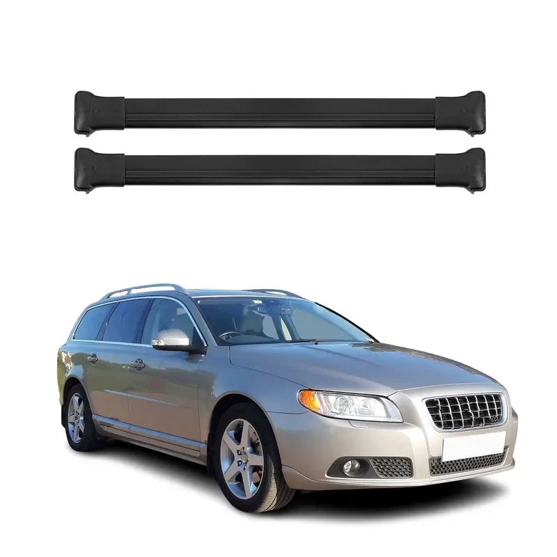 OMAC Barres de toit en aluminium pour Volvo V70 III 2008-2016 Noir 2Pcs