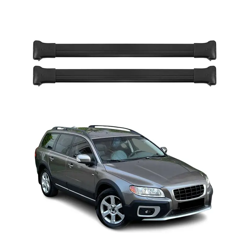 OMAC Barres de toit en aluminium pour Volvo XC70 III 2008-2016 Noir 2Pcs